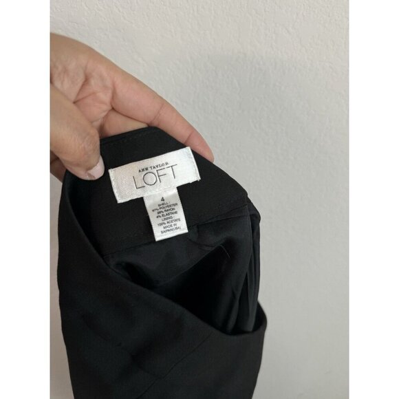 Ann Taylor Loft Back Pleated Skirt Women’s‎ Side Zip Knee Length Size 4 Black - Picture 7 of 9